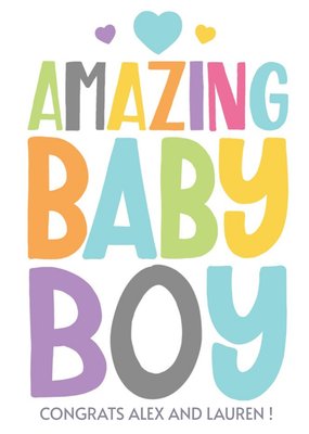 Amazing Baby Boy Personalised Card