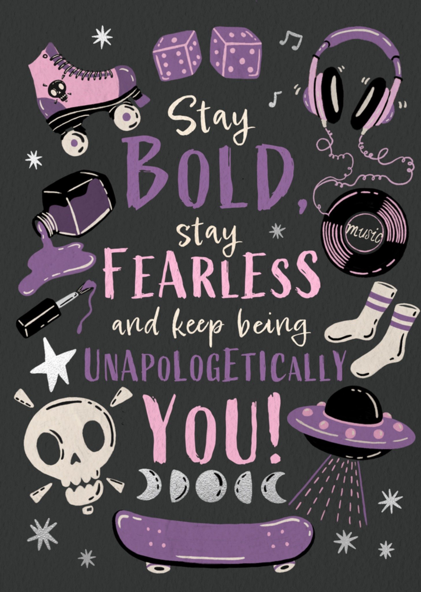 Moonpig Stay Bold Stay Fearless Typographic Illustrated Card