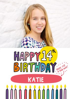 Angela Chick Bright Personalised Photo Upload 14th Birthday Card