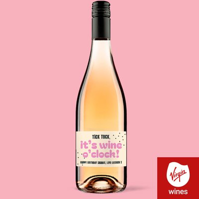 Personalised It's Wine O'Clock Rose Wine 75cl