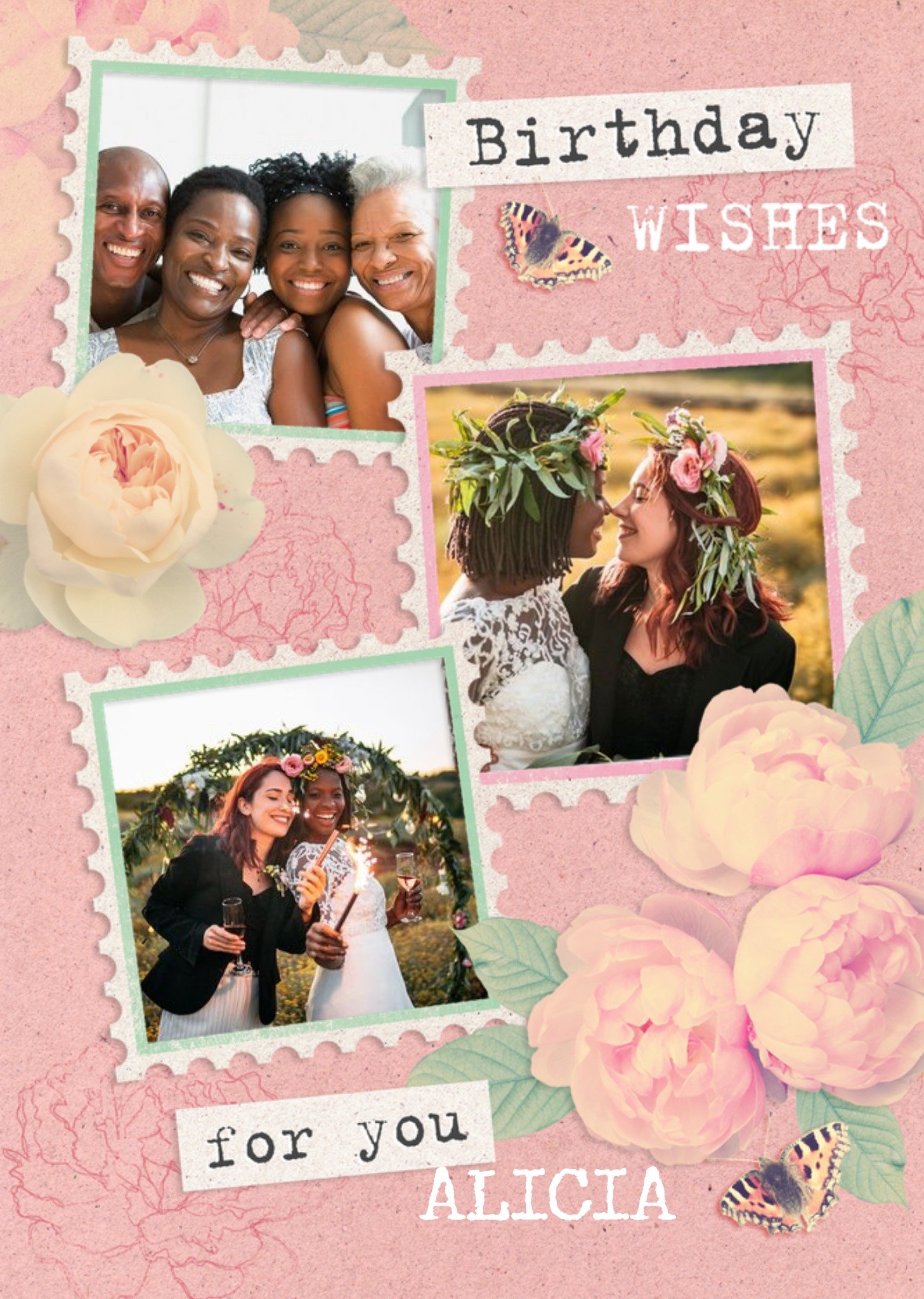 Moonpig Pink Photo Upload Birthday Card