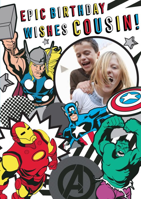 Marvel Comics Cousin! Epic Birthday photo upload card