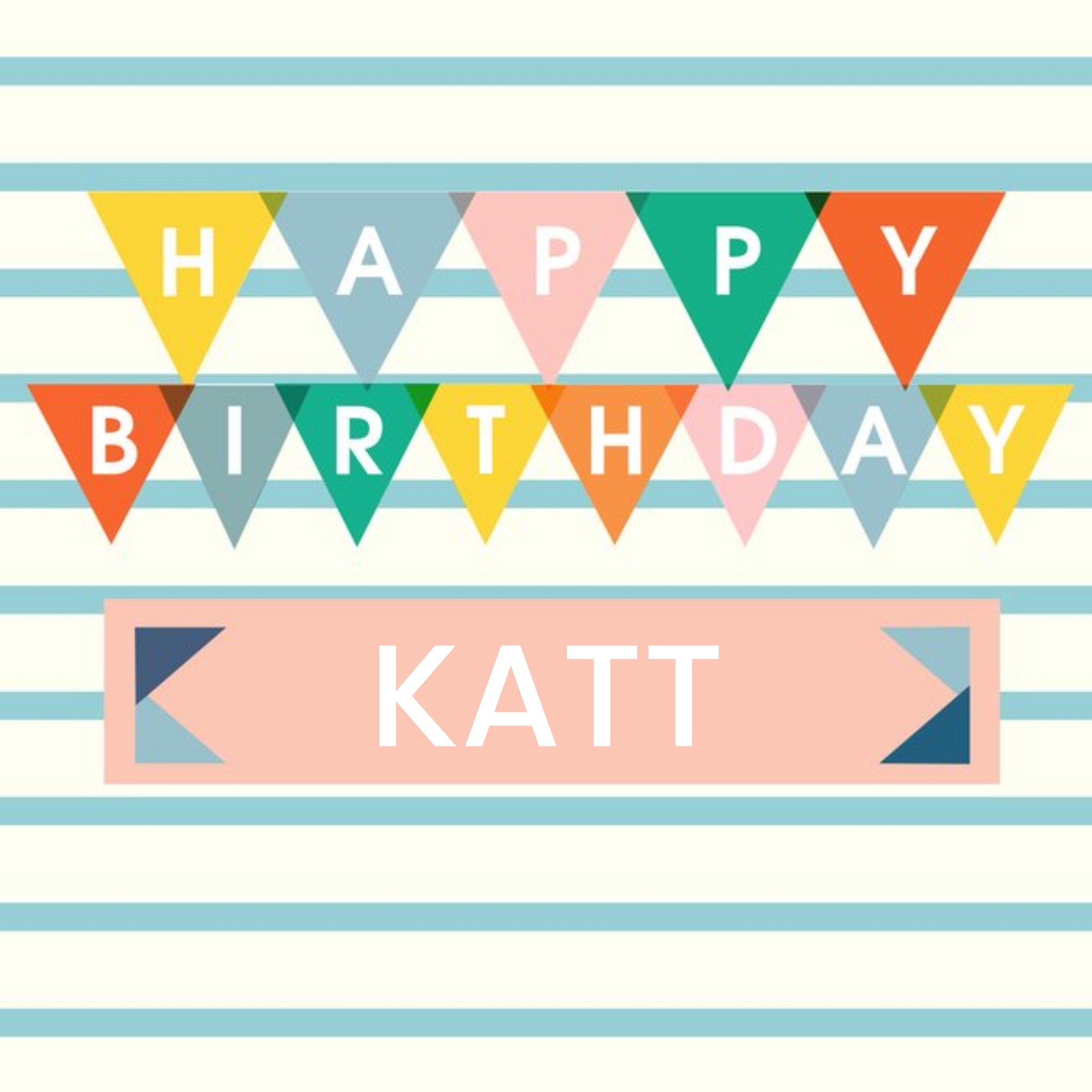 Moonpig Colourful Bunting And Stripes Personalised Happy Birthday Card