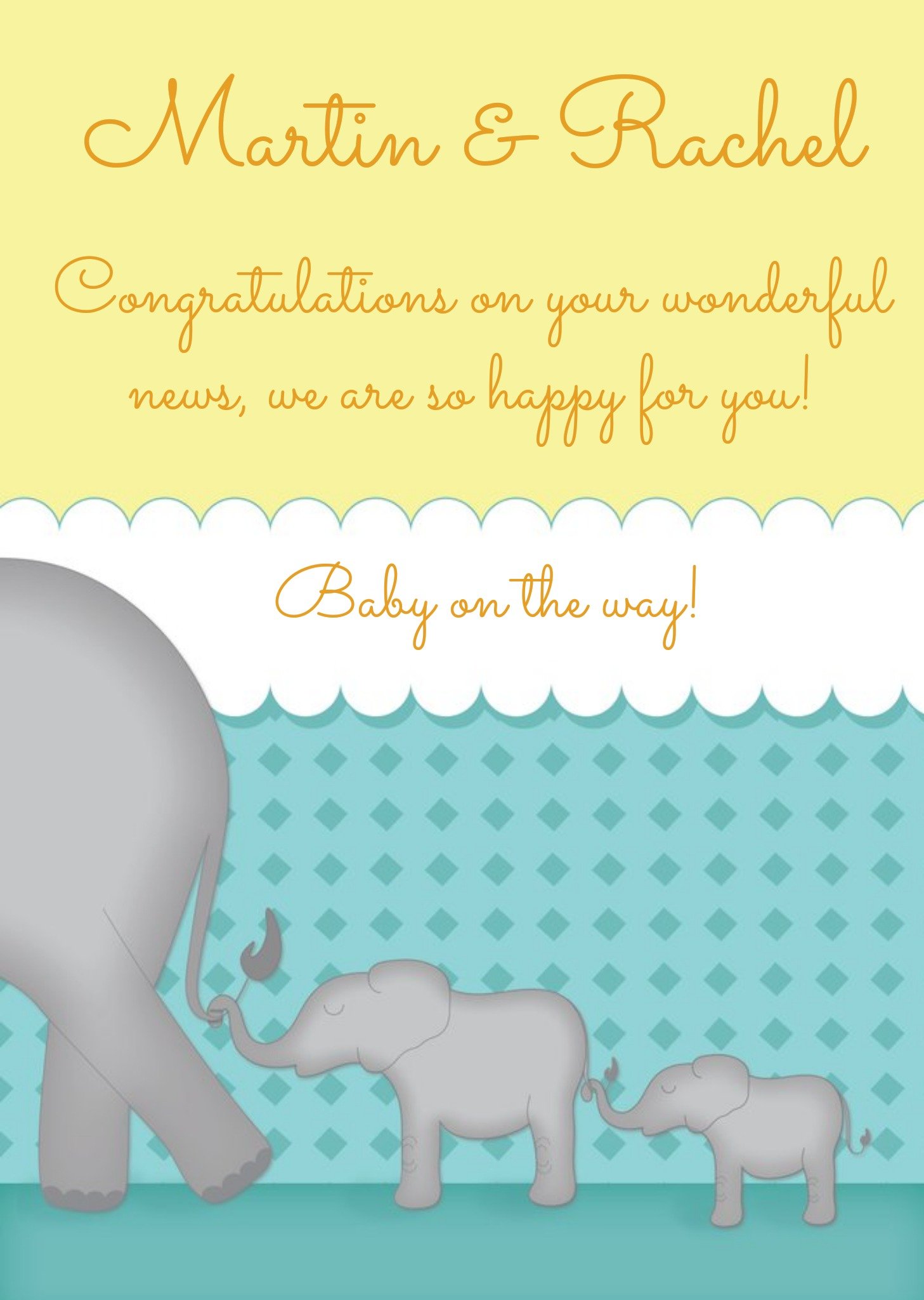 Moonpig Elephants In A Line Personalised You're Expecting Card