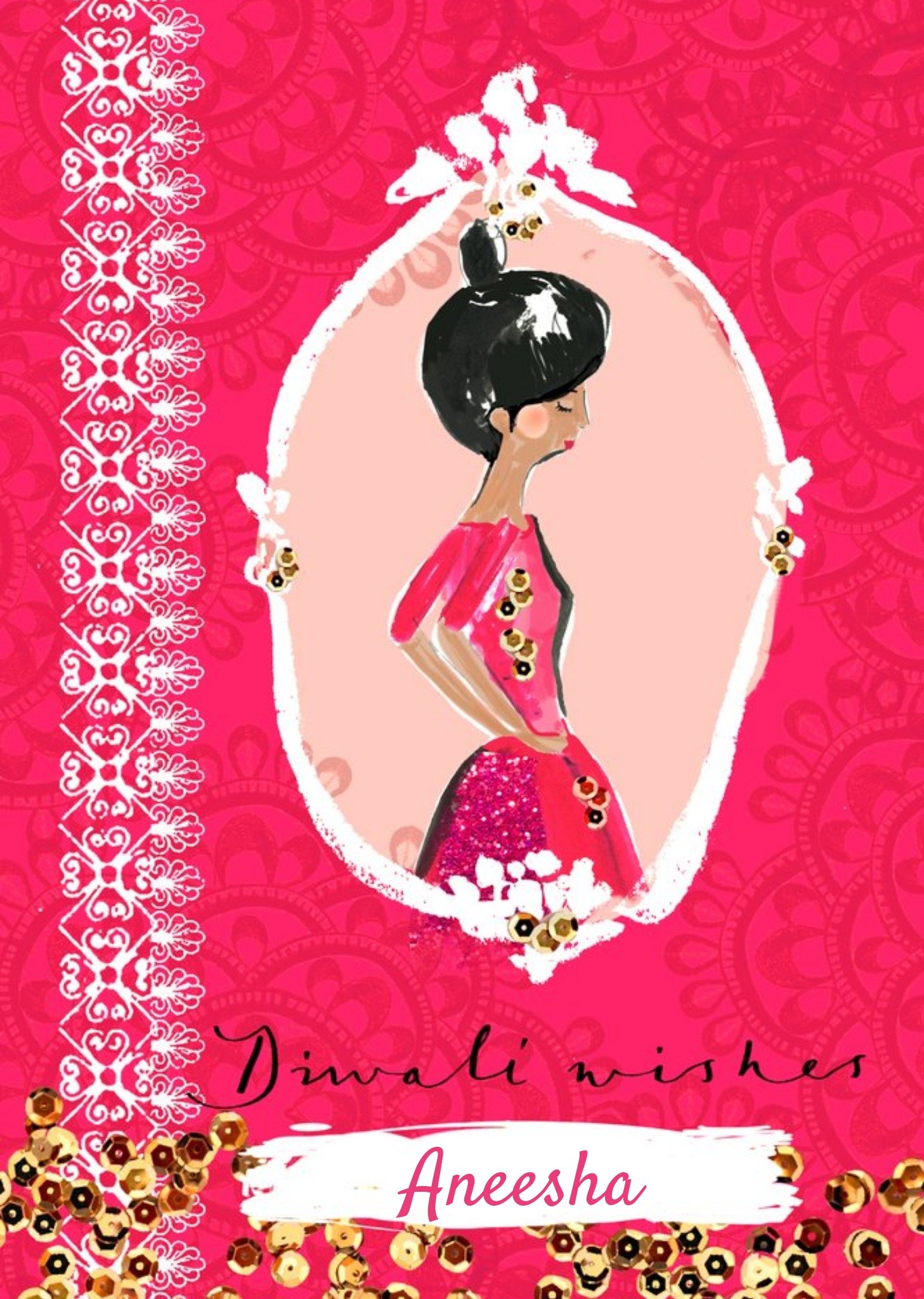 Moonpig Personalised Bright Pink Happy Diwali Wishes Card