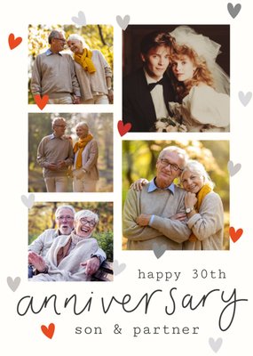 Son And Partner Photo Upload 30th Anniversary Card