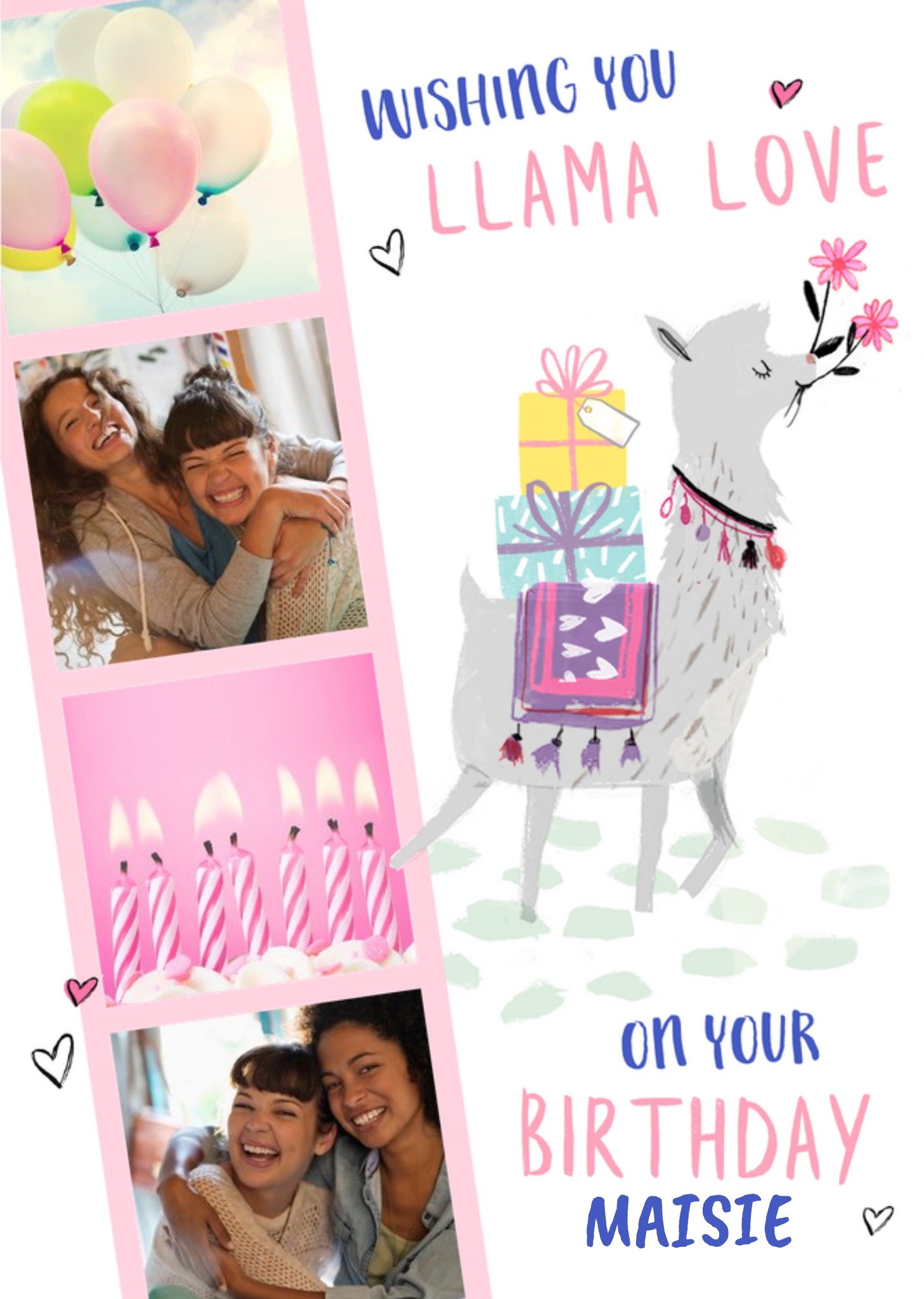 Moonpig Cute Llama Love Photo Upload Birthday Card
