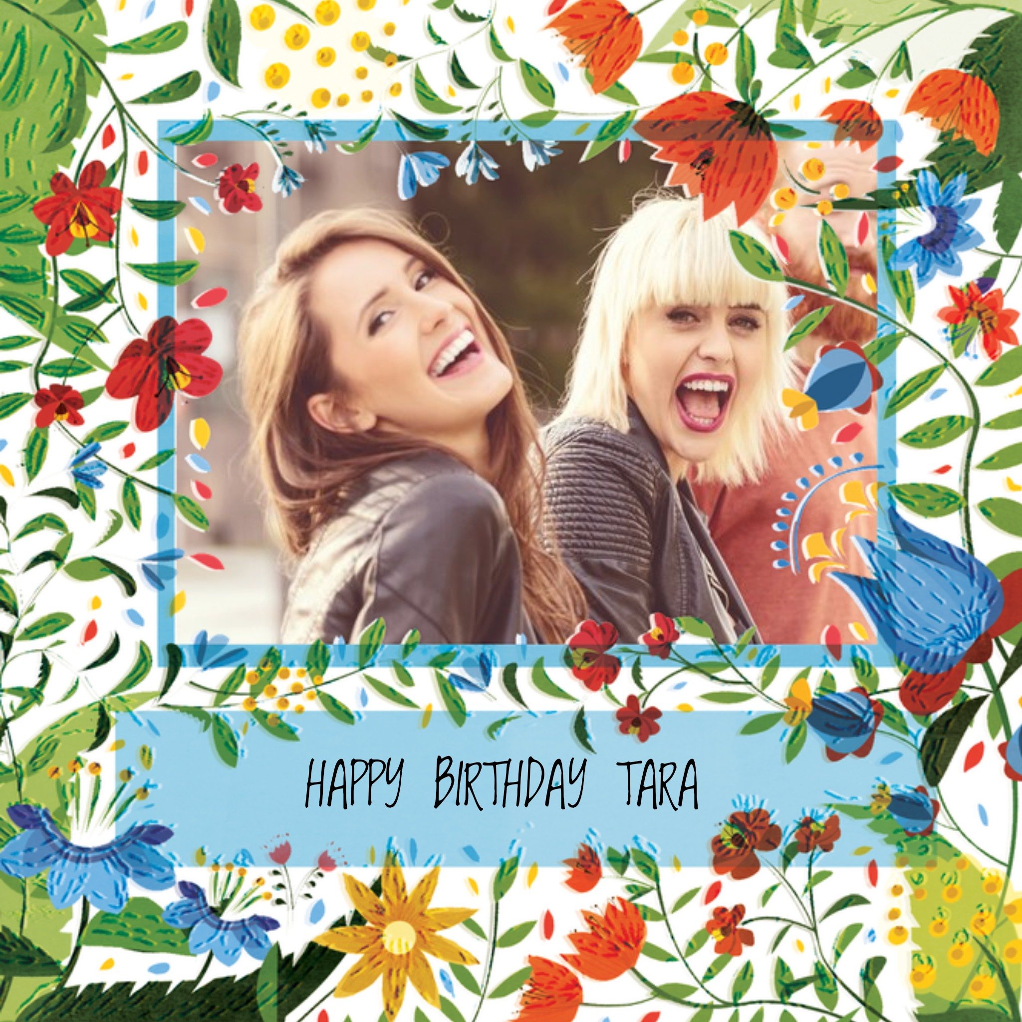 Moonpig Wild Flowers Personalised Photo Birthday Card