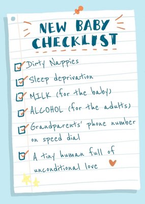 Funny New baby checklist card