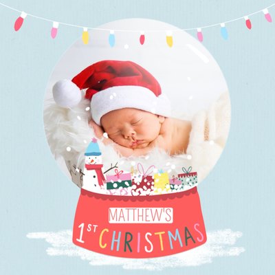 First Christmas Snow Globe Photo Upload Card