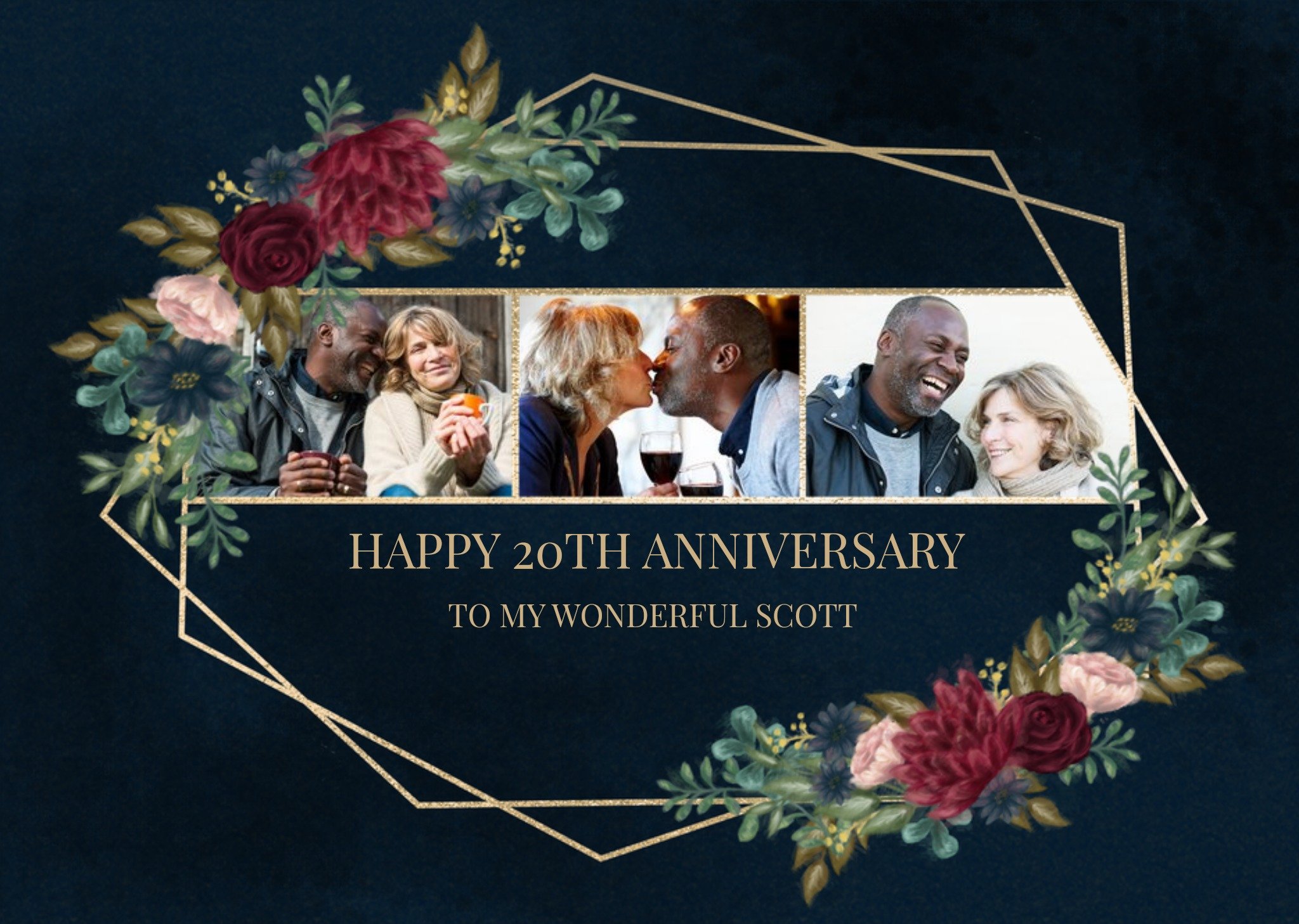 Moonpig Hope Blossoms Happy 20th Wedding Anniversary Photo Upload Card