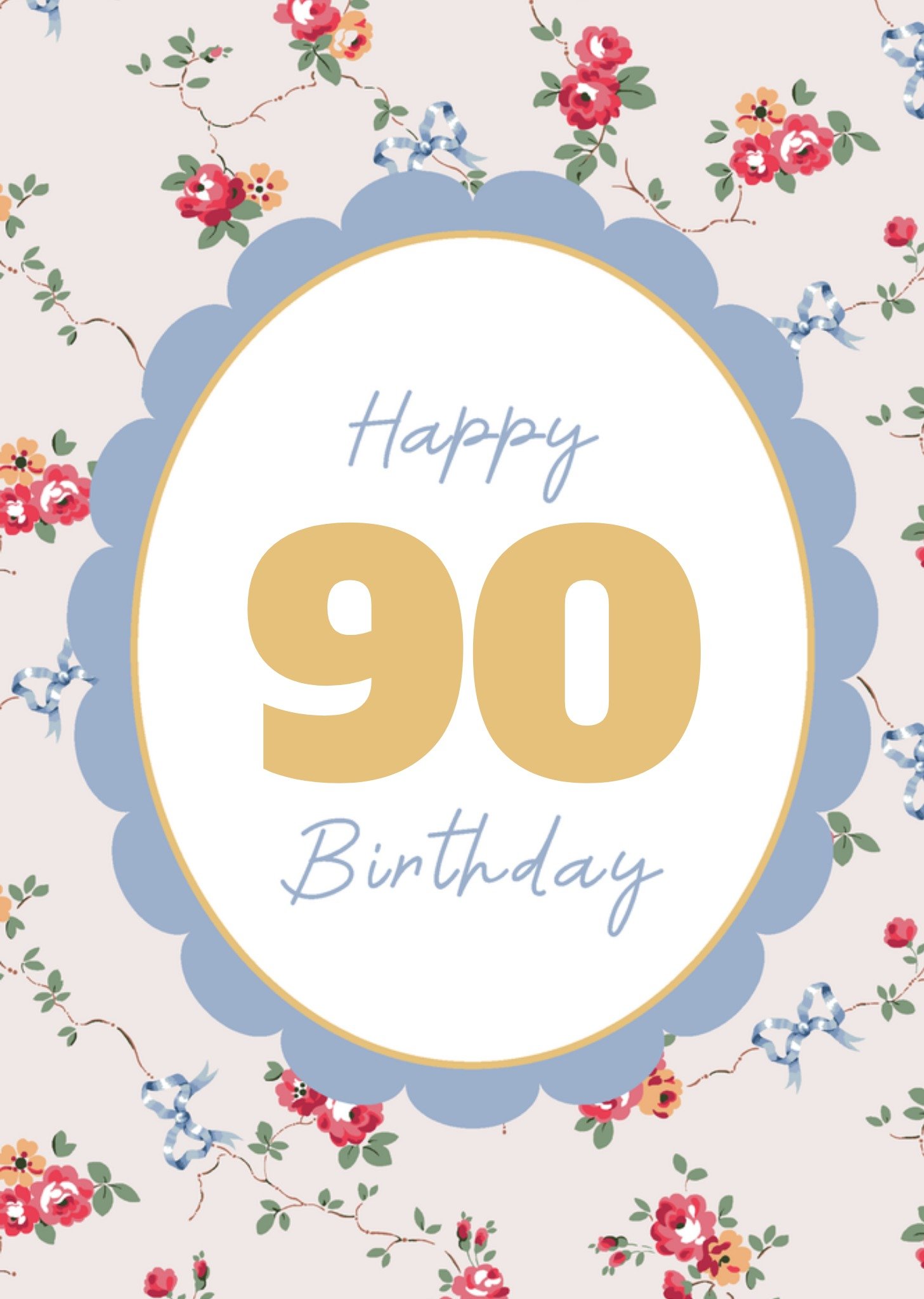 Cath Kidston Happy 90 Birthday Delicate Floral Pattern Card