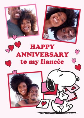 Peanuts Snoopy Fiancée Photo Upload Anniversary Card