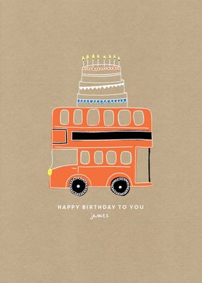 Birthday card - easy send - quick card - london bus - red bus