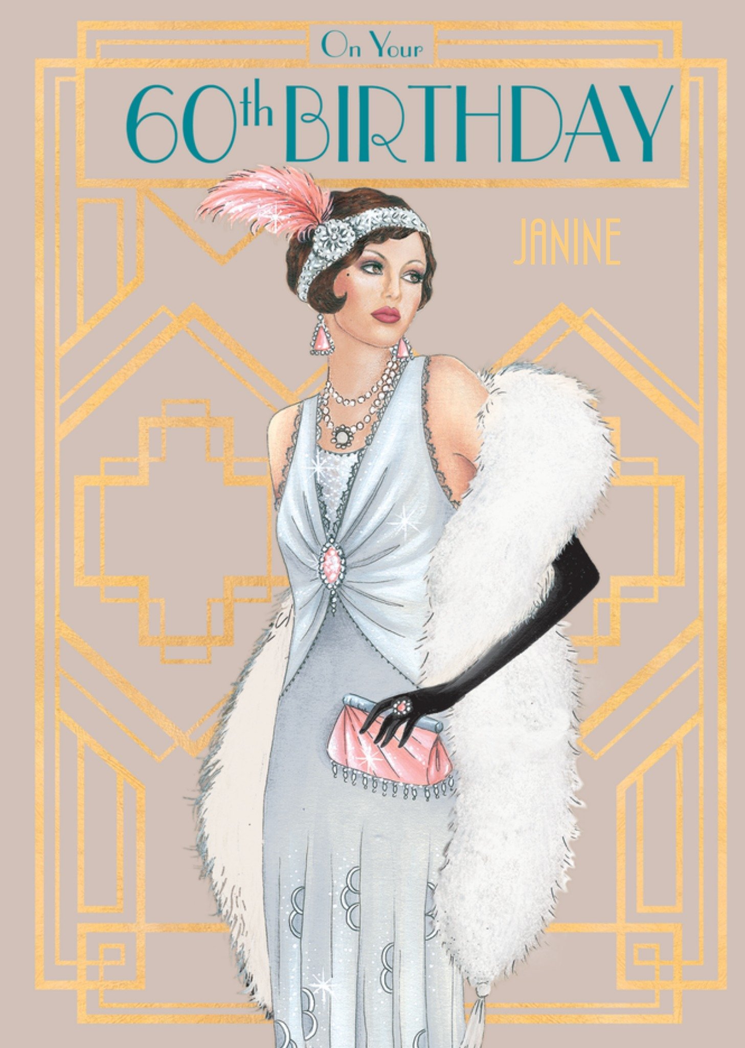 Moonpig Art Deco 60th Birthday Card