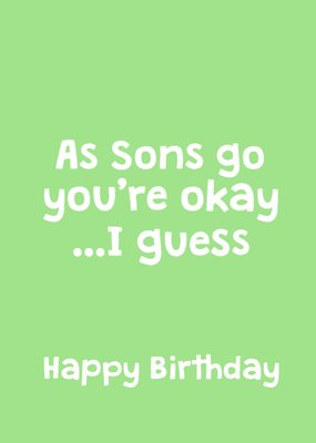 Scribbler Slightly As Son Go You're Okay I Guess Typographic Birthday Card