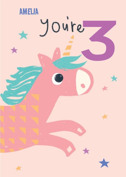 Cute illustrative Unicorn Birthday Card