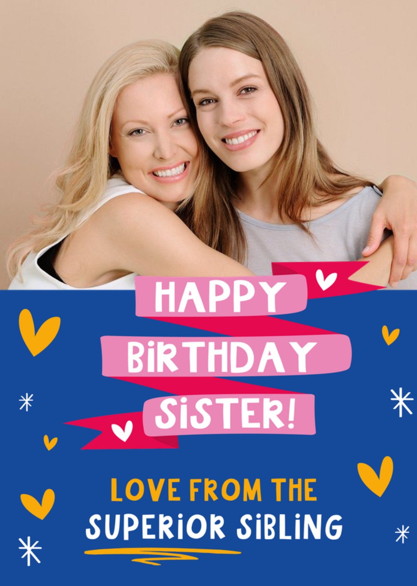 Moonpig Funny Quote Illustrated Sister Photo Upload Birthday Card