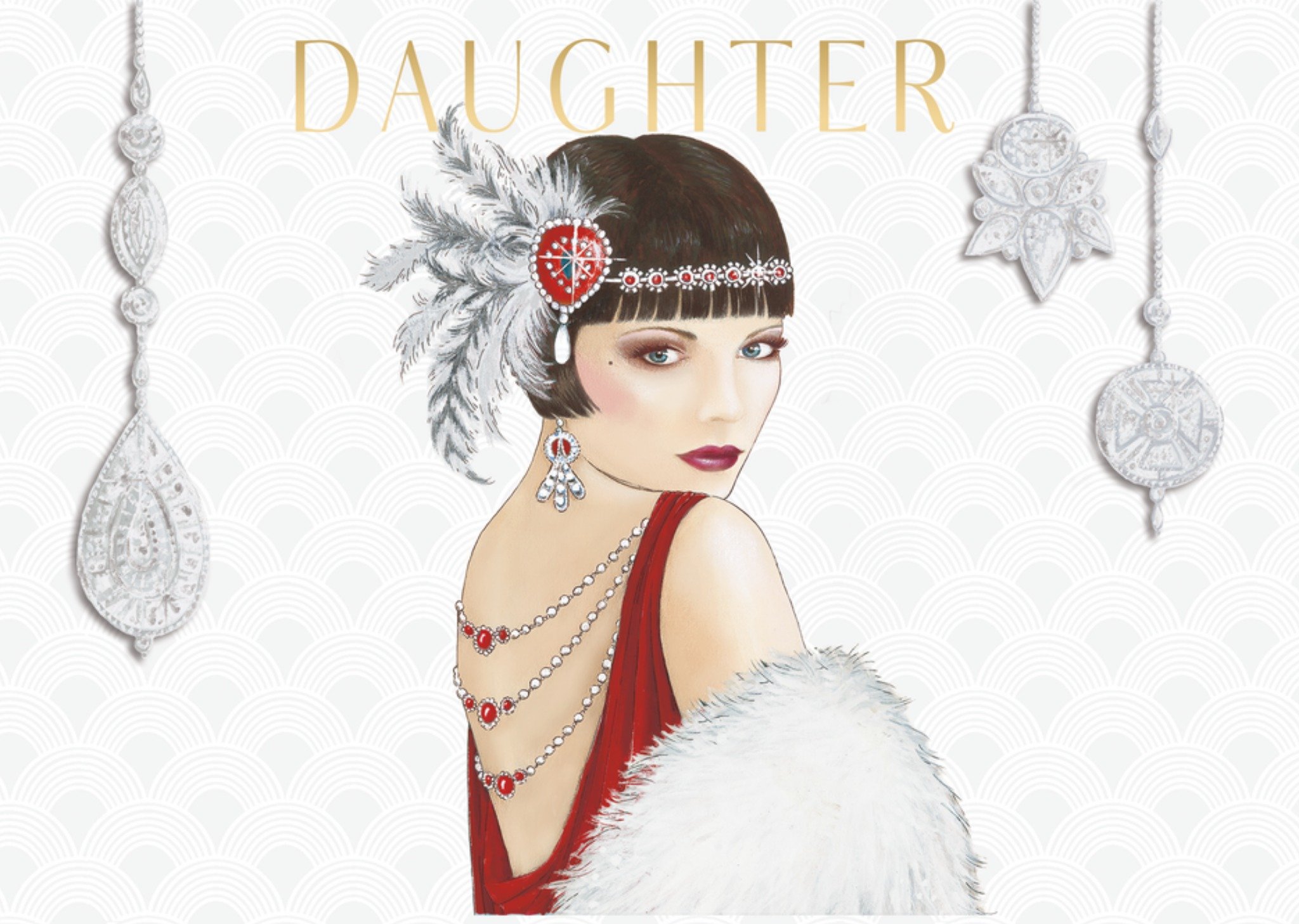 Moonpig Art Deco Daughter Christmas Card