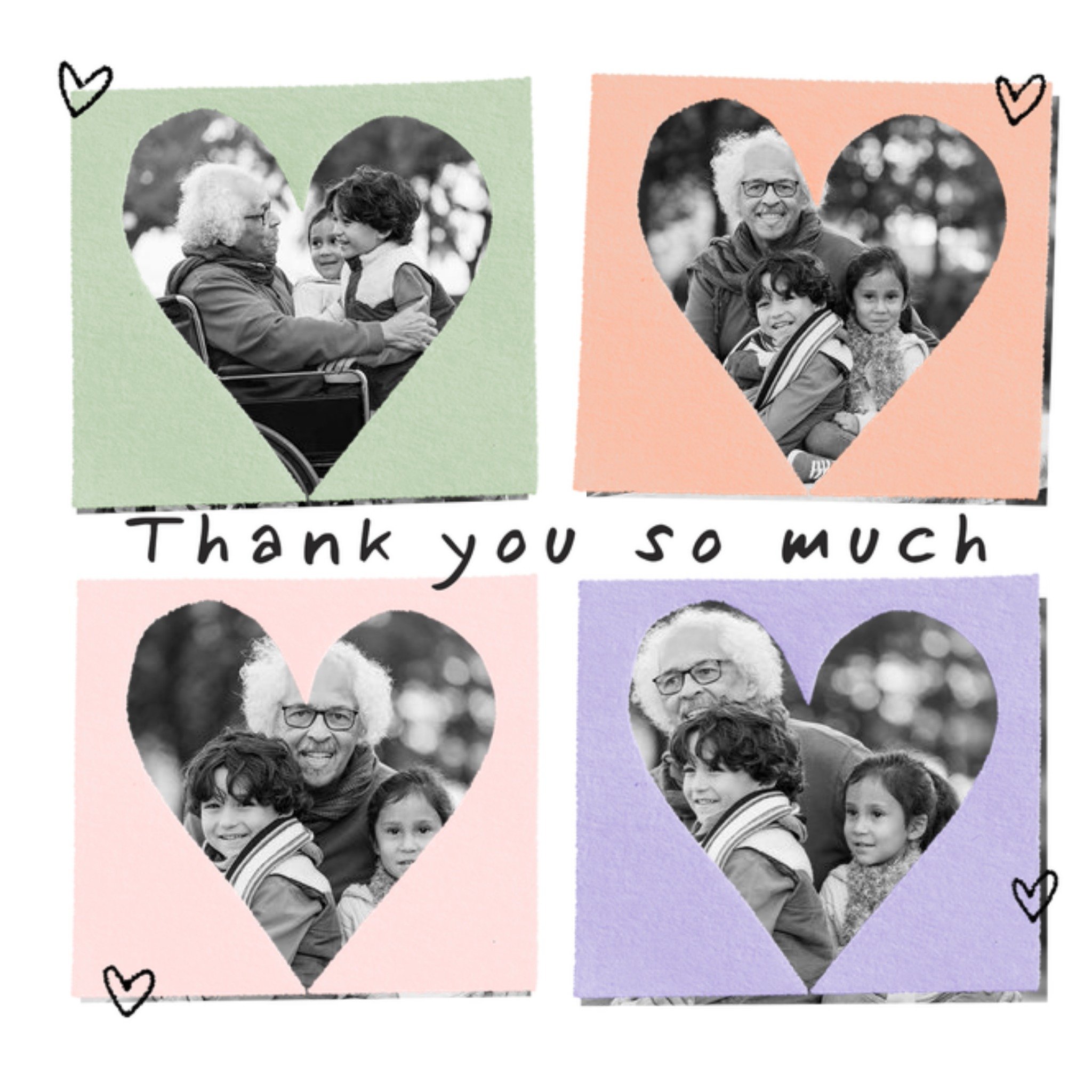 Moonpig Four Heart Photo Frames Thank You Photo Upload Card