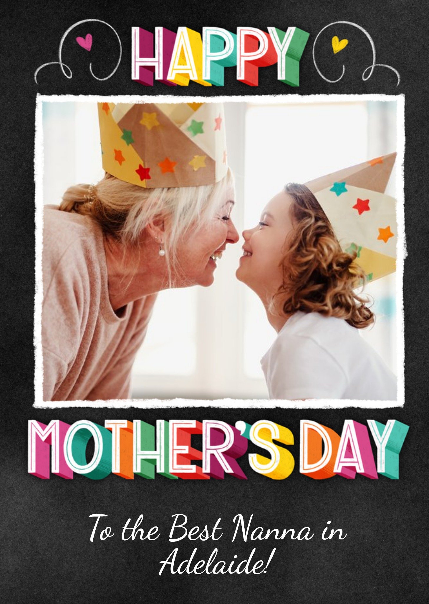 Moonpig Dusty Colourful Photo Upload Typographic Mother's Day Card