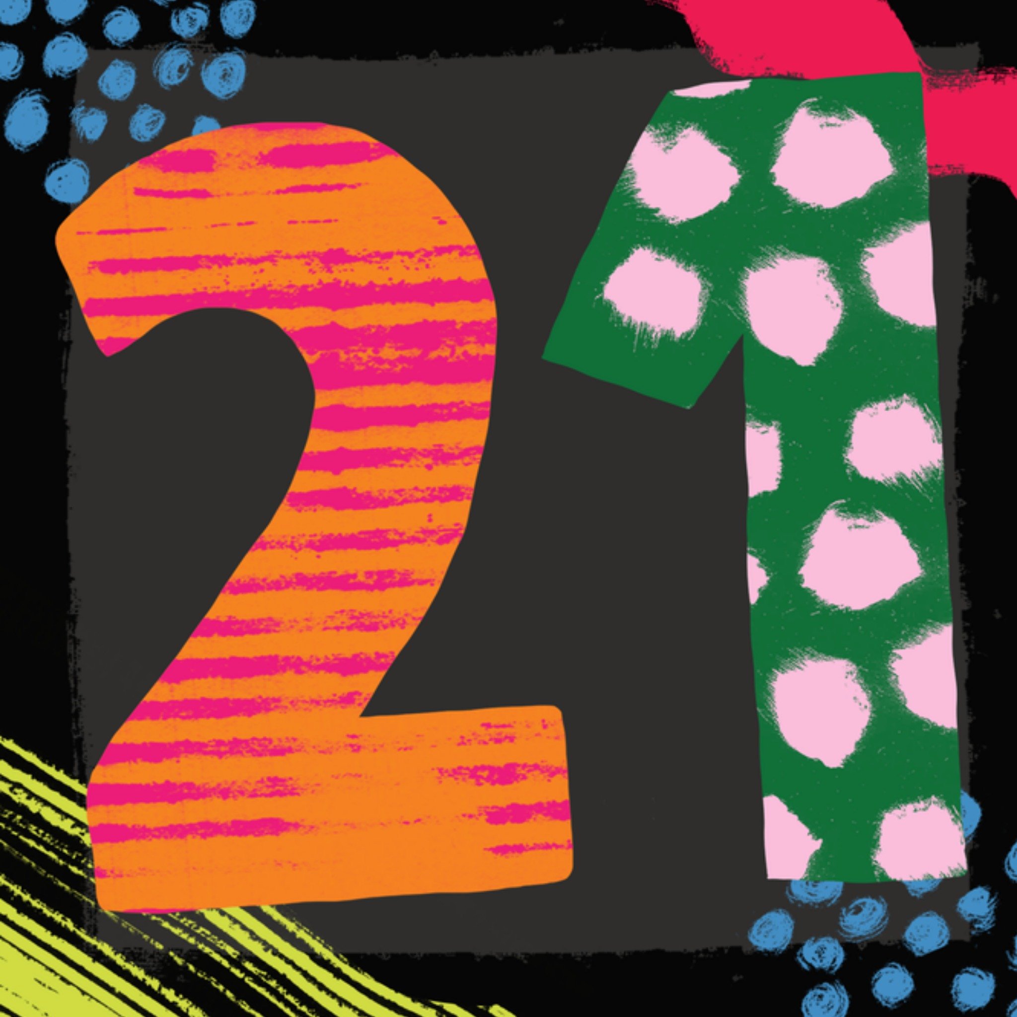 Moonpig Bold & Bright Illustrated 21st Birthday Card