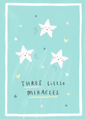 Cute Three Little Miracles New Baby Card