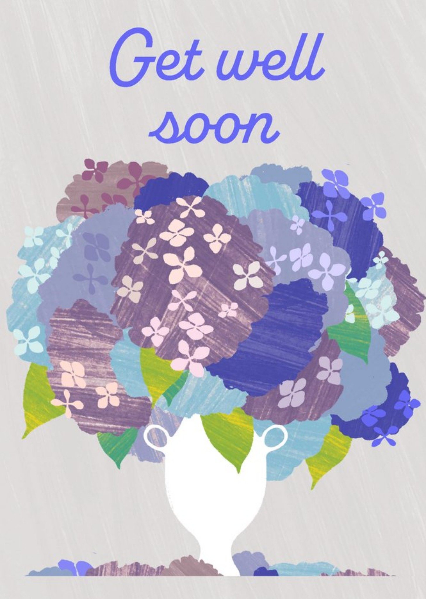Moonpig Illustration Of A Vase Of Flowers Get Well Soon Card