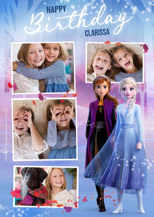 Disney Frozen 2 Anna Elsa multiple photo upload Birthday Card