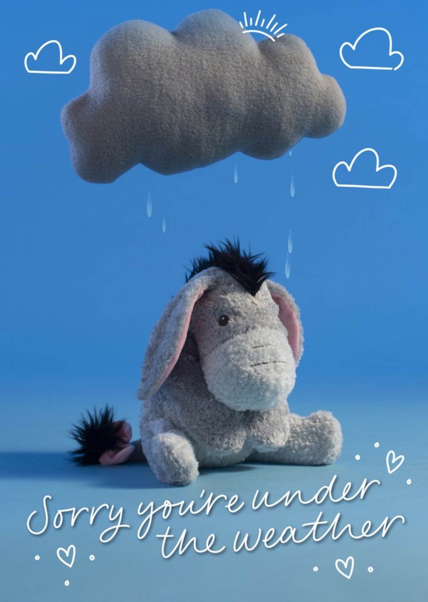 Winnie The Pooh Cute Disney Plush Eeyore Under The Weather Get Well Card