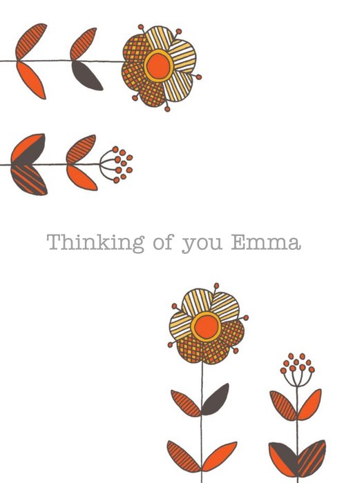 Patterned Flower Illustration Thinking Of You Card