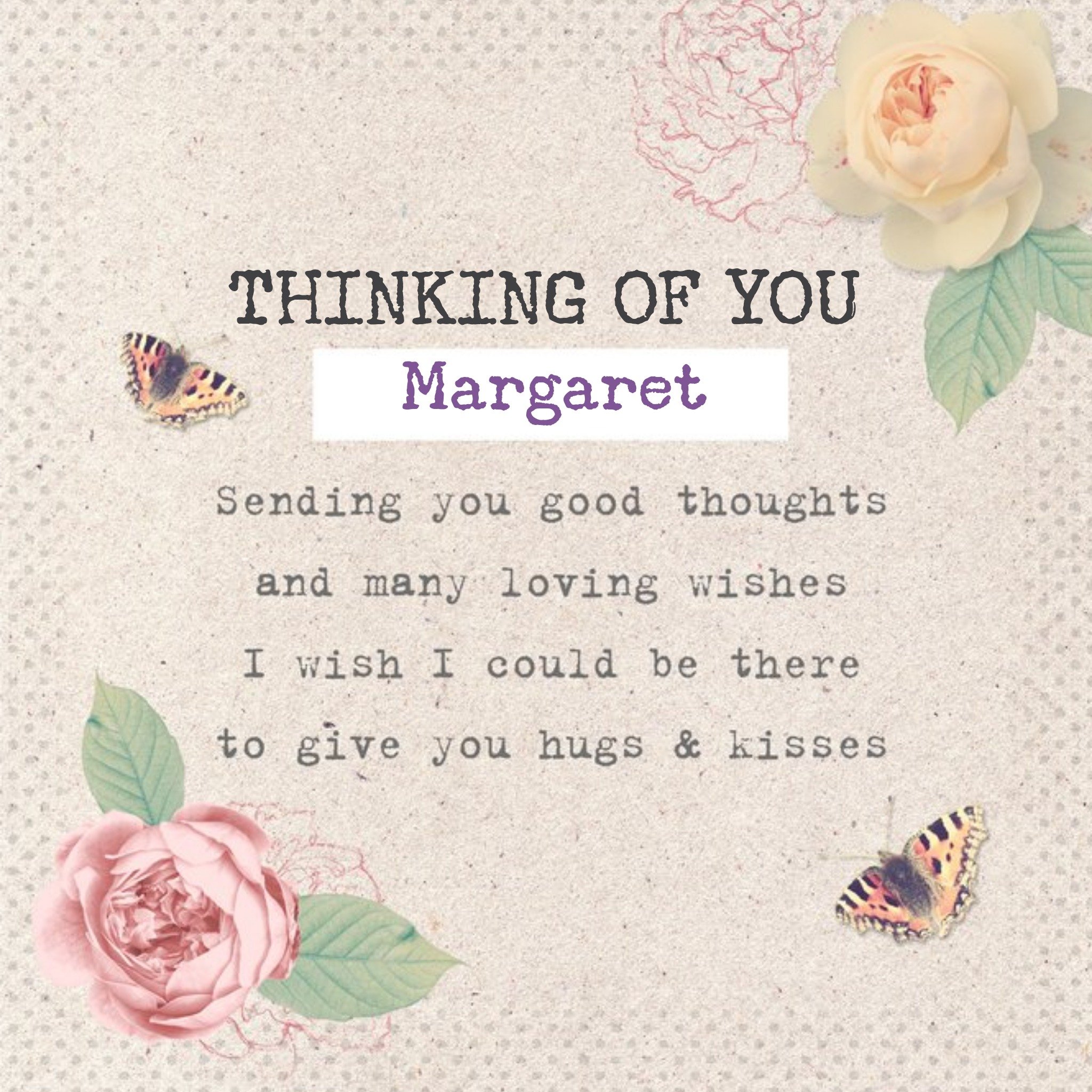 Moonpig Cream Pink And Yellow Roses Personalised Thinking Of You Card