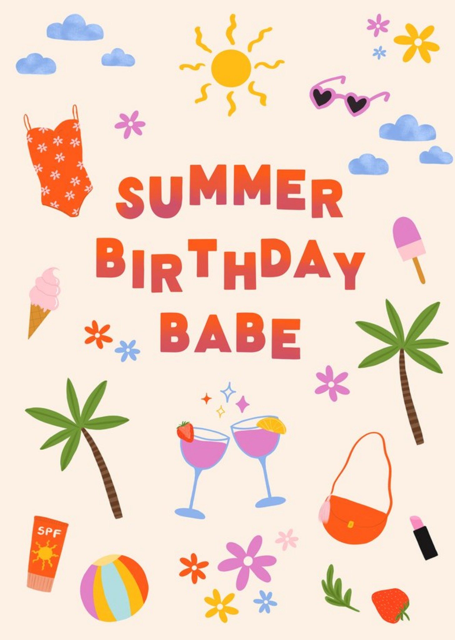 Moonpig Summer Birthday Babe Card