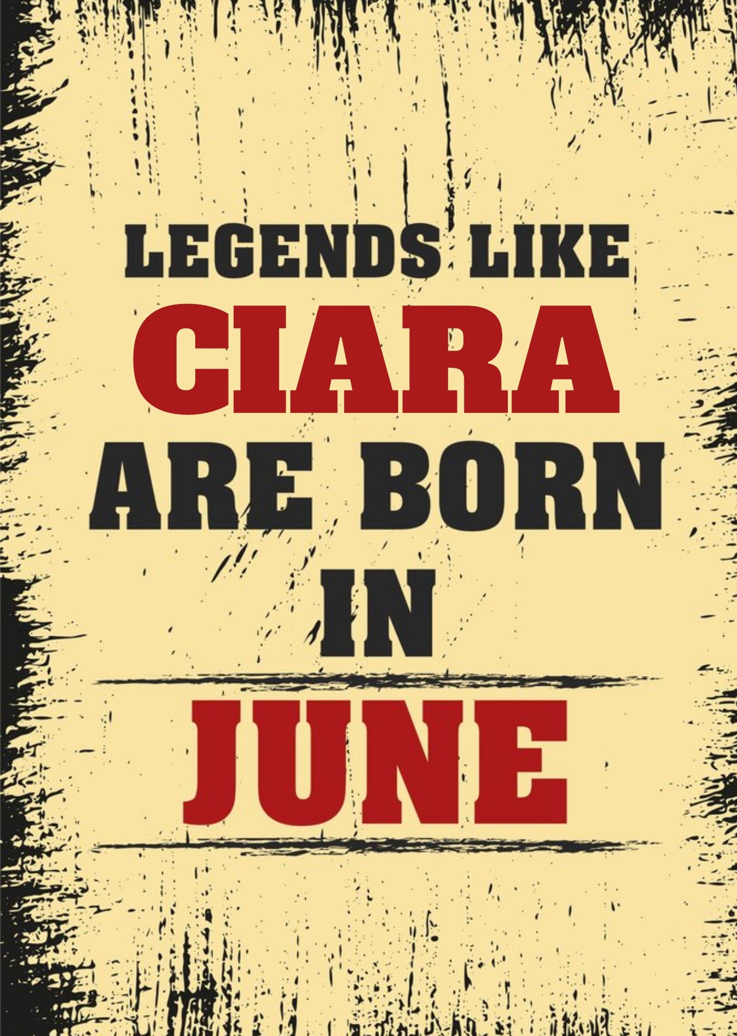 Moonpig Red And Black Typography On A Grunge Background June Birthday Card