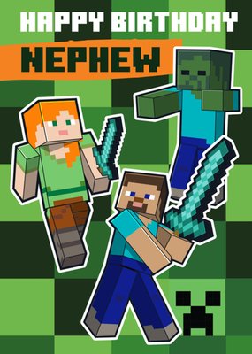 Minecraft Zombie Villager Nephew Birthday Card