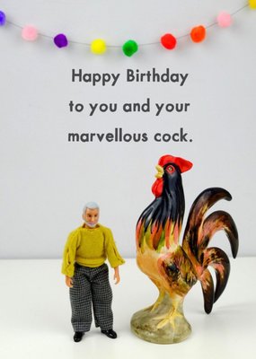 Funny Dolls Rude Cockerel Birthday Card