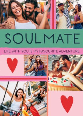 Soulmate Life With You Is My Favourite Adventure Block Colour Photo Upload Valentine's Day Card