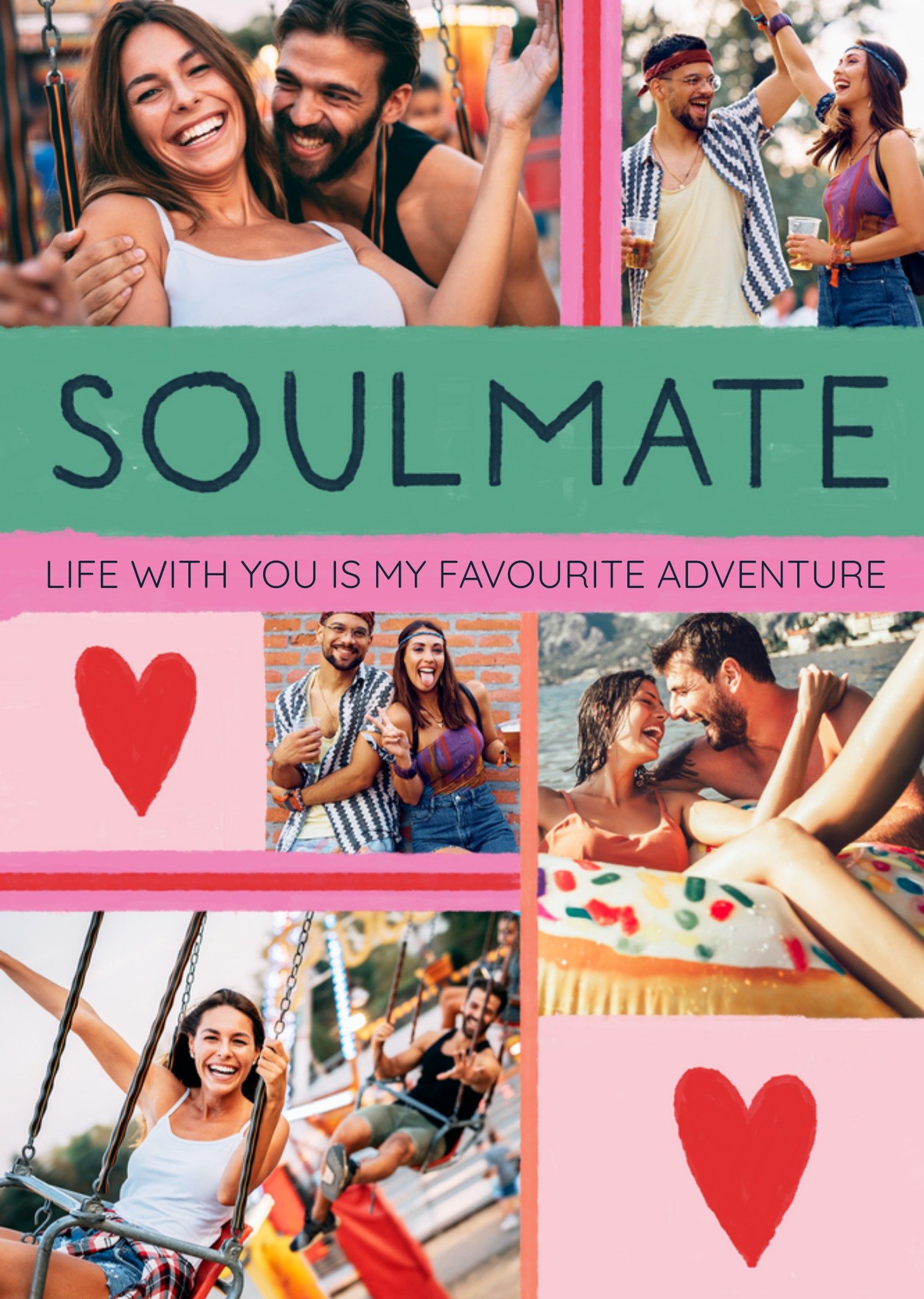 Moonpig Soulmate Life With You Is My Favourite Adventure Block Colour Photo Upload Valentine's Day C