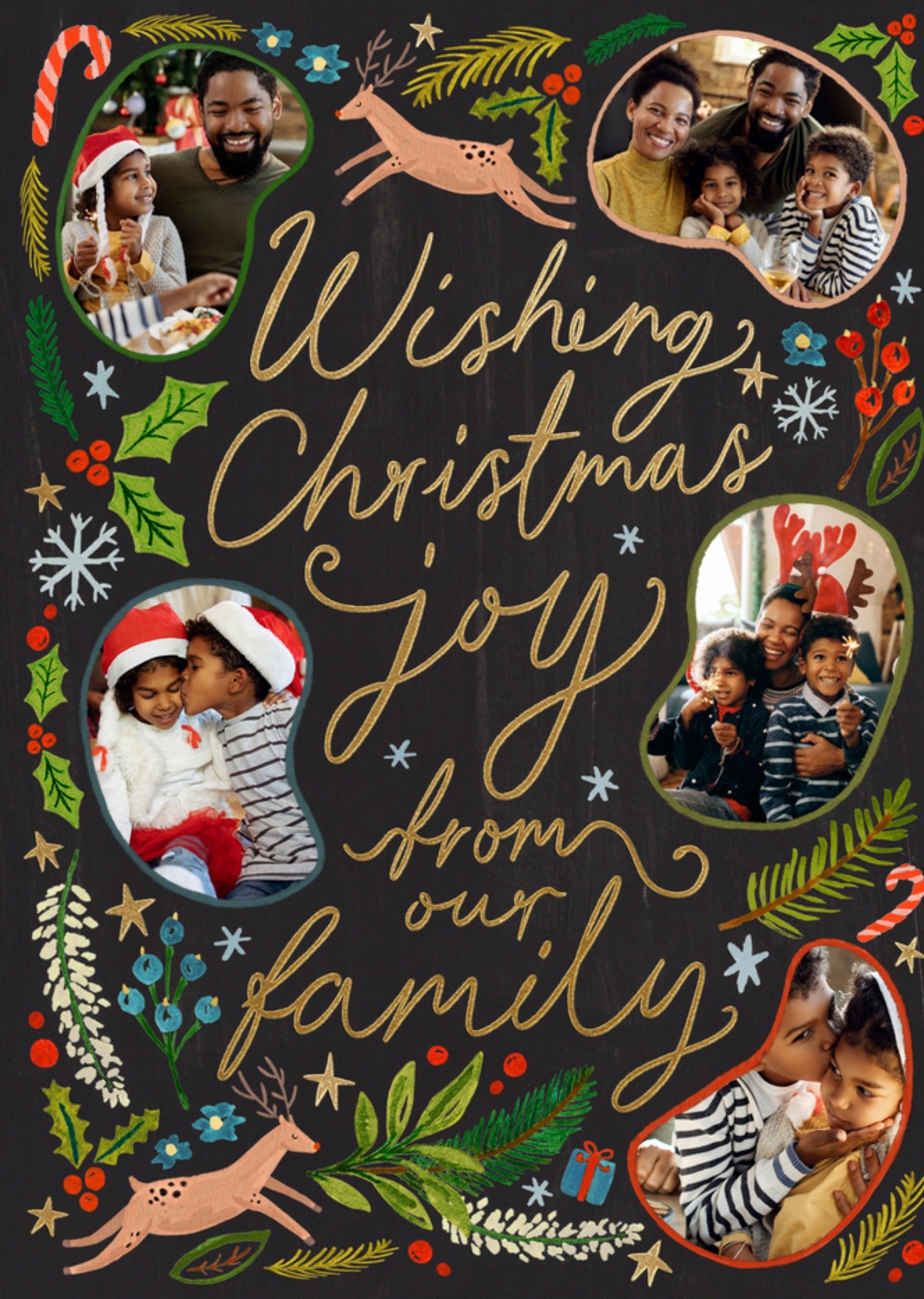 Moonpig Christmas Joy From Our Family Illustrated Photo Upload Card