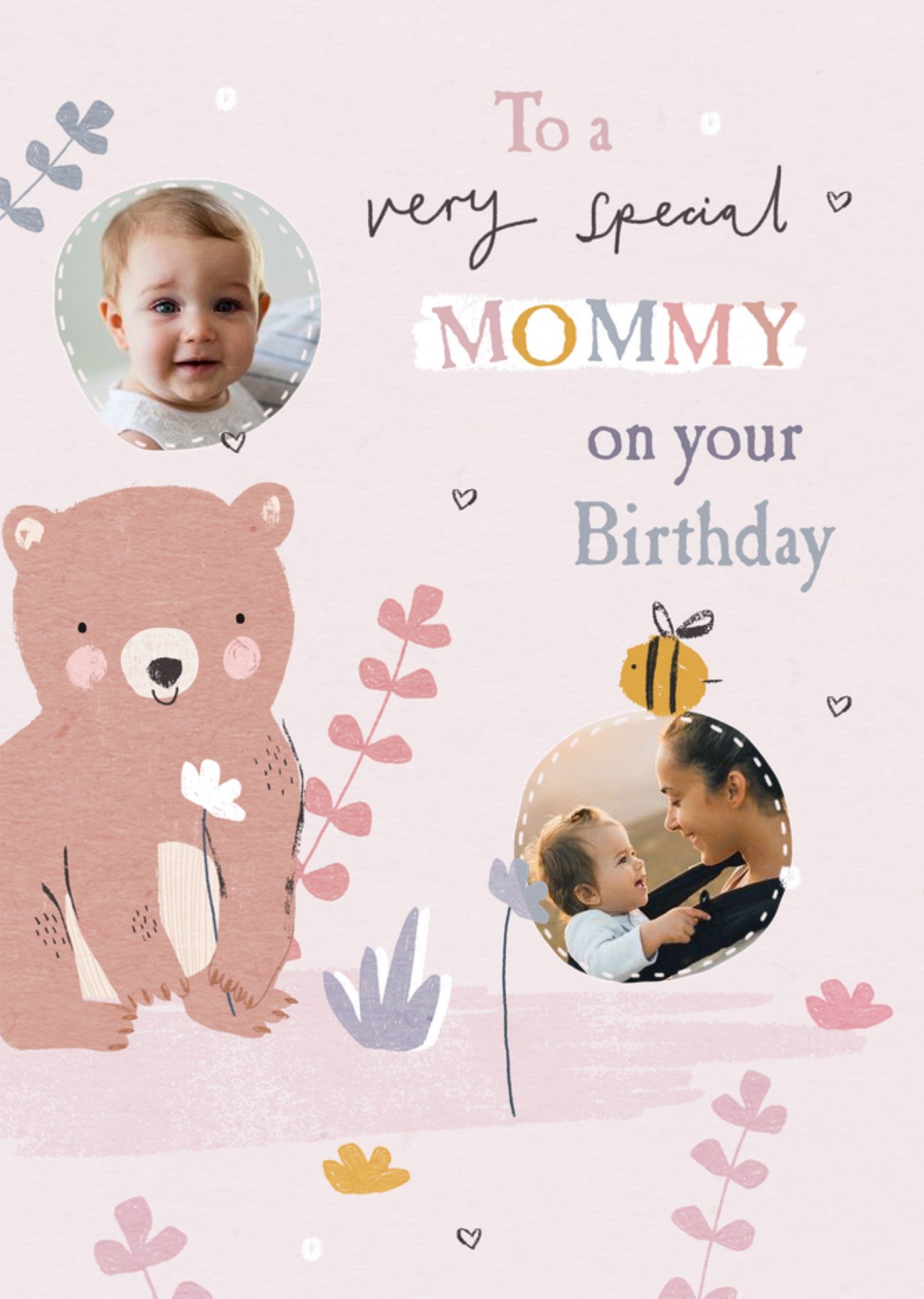 Moonpig Bear Illustration Very Special Mommy Birthday Photo Upload Card