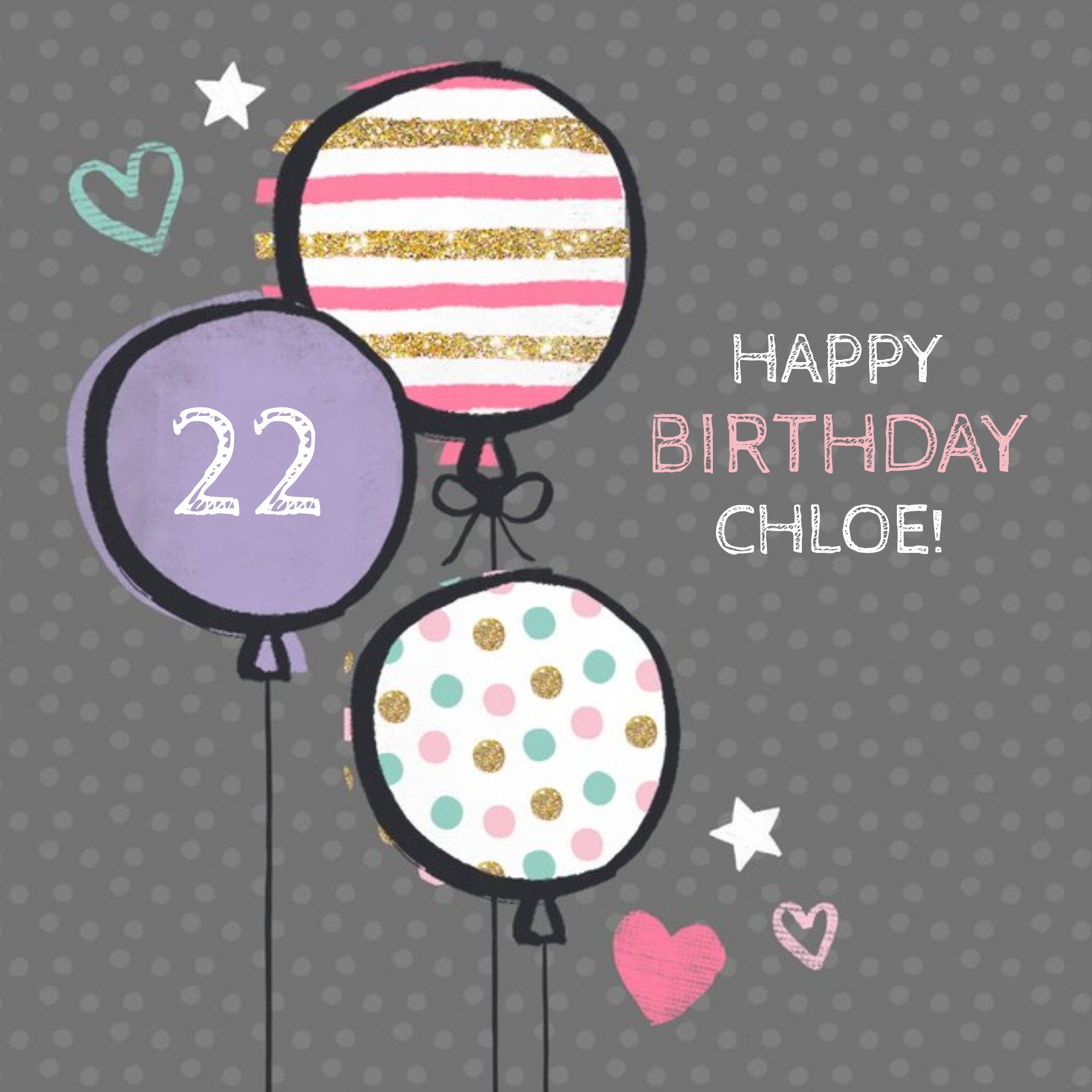 Moonpig Patterned Balloons Personalised Birthday Card