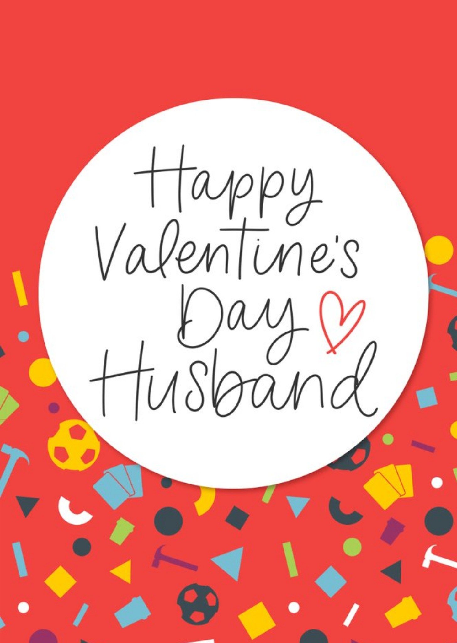 Moonpig Bright Graphic Pattern Happy Valentine's Day Husband, Large Card
