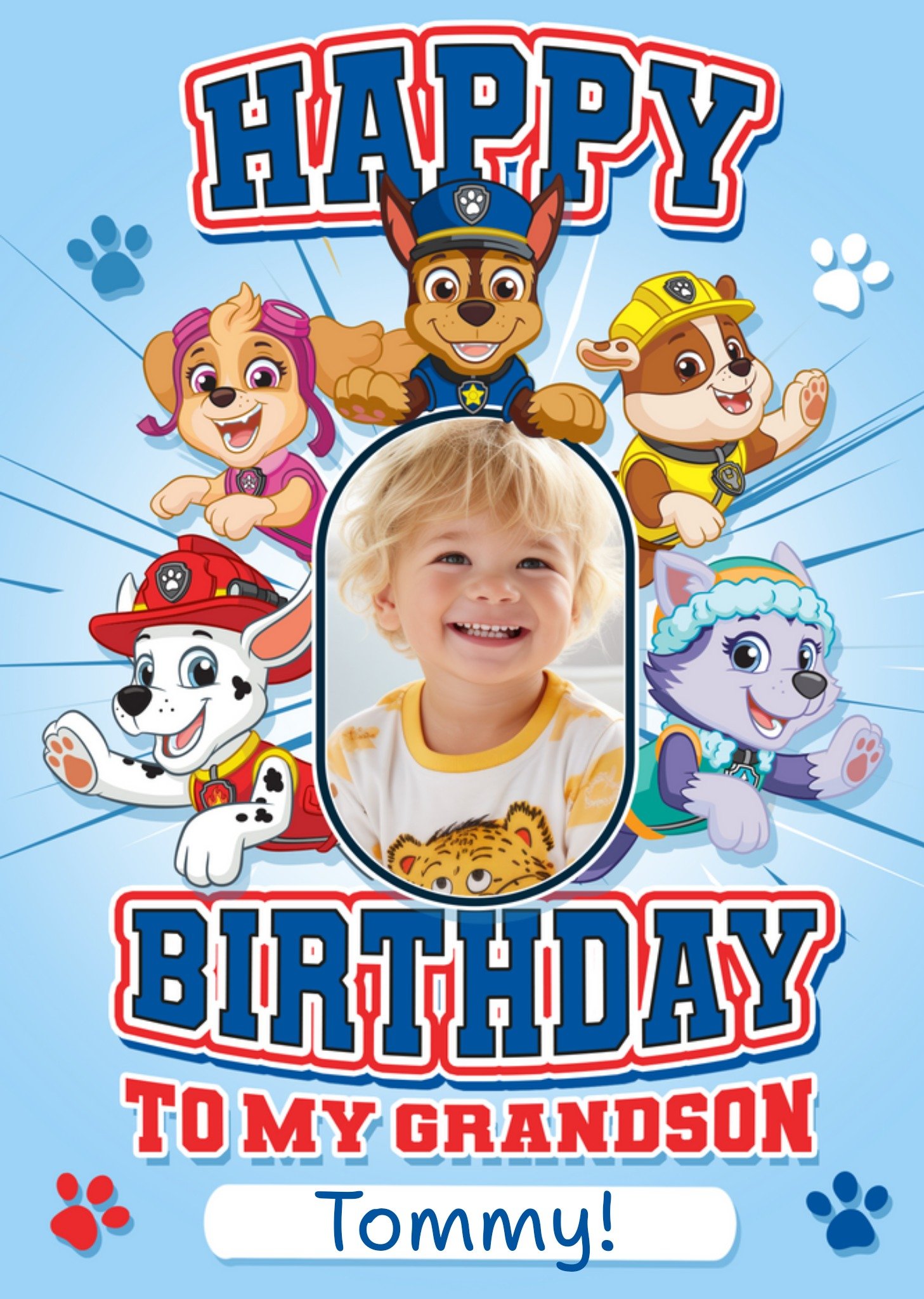Nickelodeon Paw Patrol Grandson's Photo Upload Birthday Card Ecard