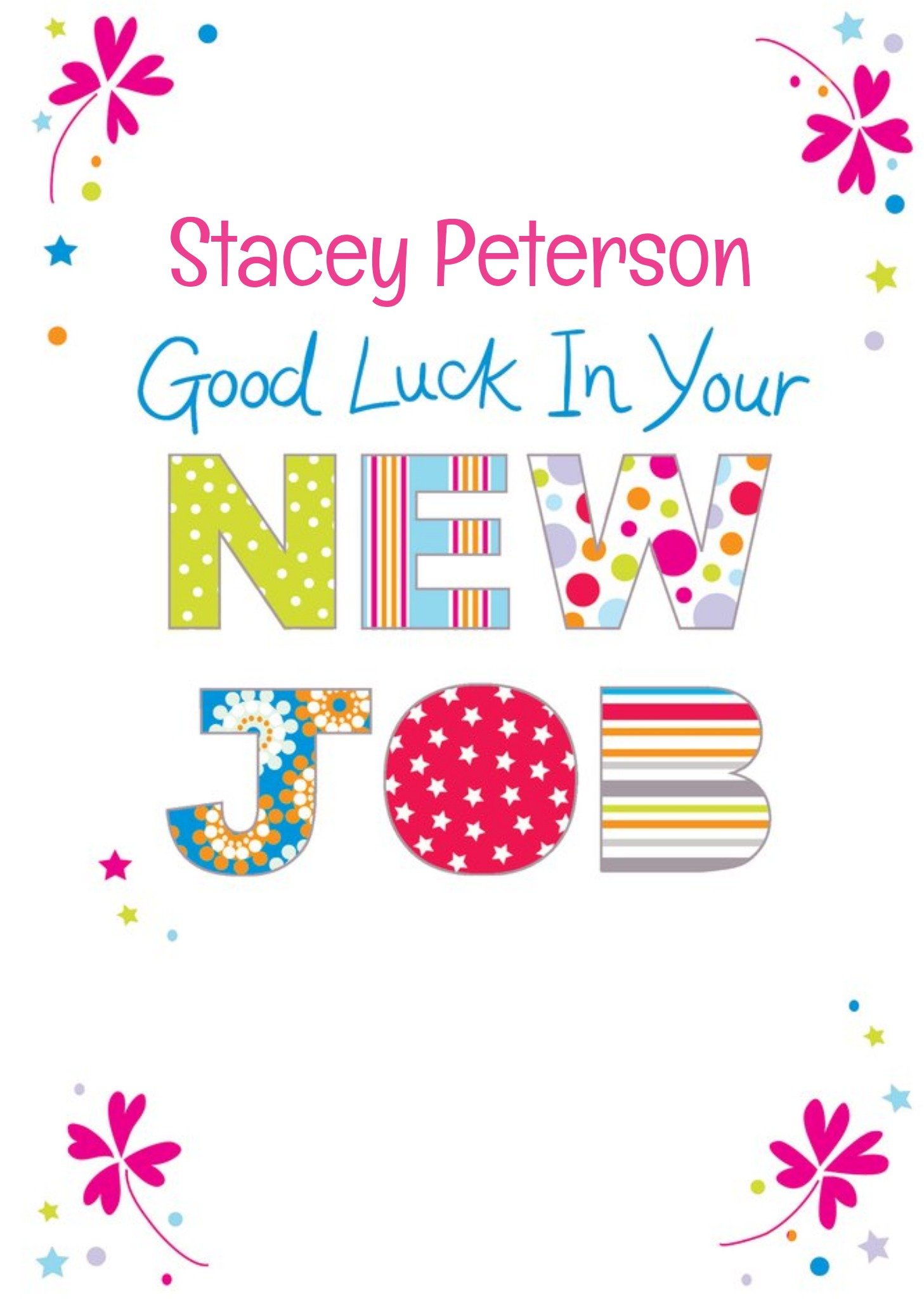 Moonpig Pretty Corners Personalised Good Luck In Your New Job Card