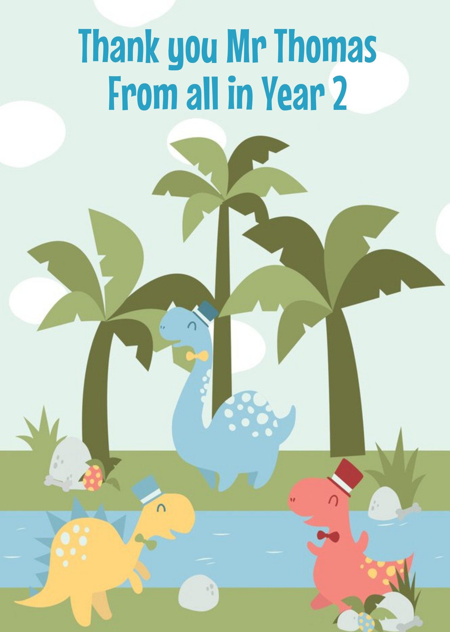 Moonpig Little Dinos Scene Personalised Thank You Teacher Card
