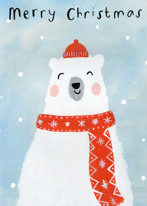 Cute Illustrated Polar Bear Christmas Card