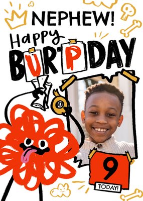 Chaotika Scribble Monster Nephew Happy Burpday 9 Today Photo Upload Birthday Card
