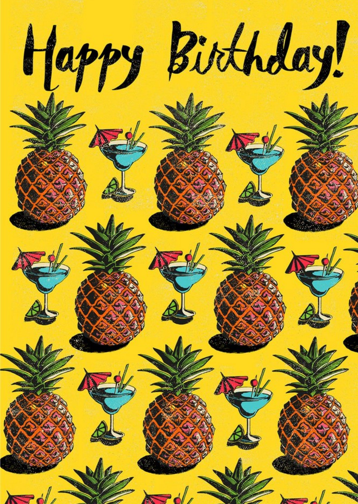 Moonpig Tropical Pineapples And Cocktails Birthday Card