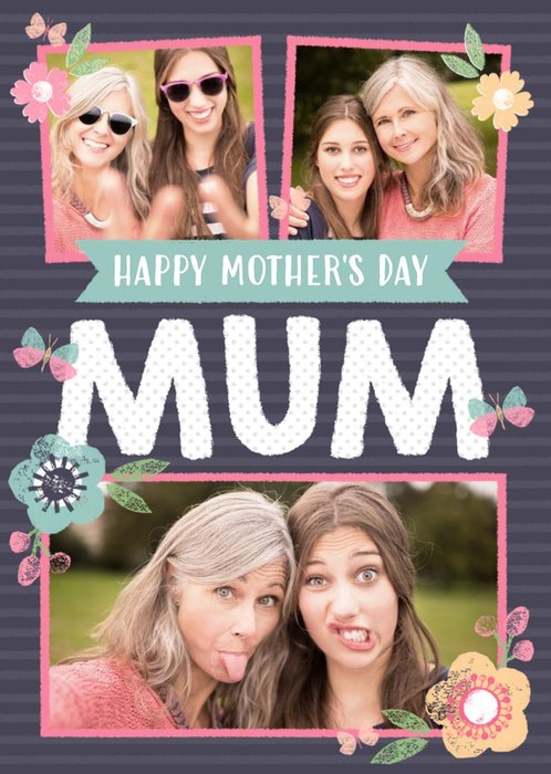Pastel Flowers Multi-Photo Personalised Mother's Day Card
