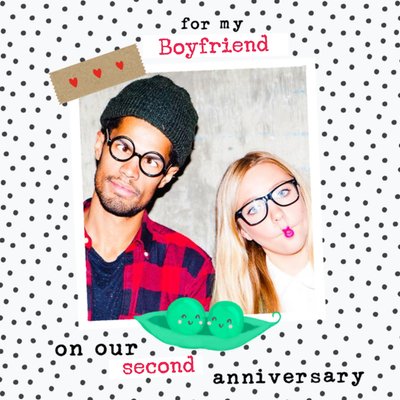 Two Peas In A Pod Polka Dot Photo Upload Anniversary Card